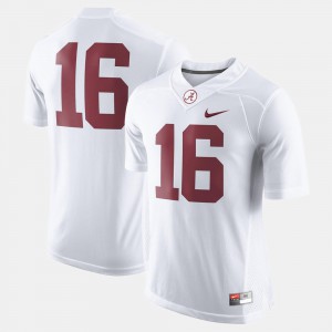 For Men's #16 College Football Alabama Jersey White 131127-676