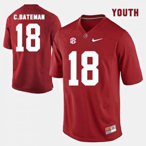 Red College Football Youth #18 Cooper Bateman Alabama Jersey 501152-222