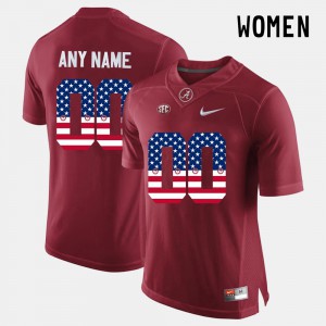 Alabama Customized Jerseys #00 Crimson US Flag Fashion For Women 556227-437
