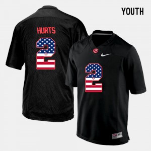 Black Jalen Hurts Alabama Jersey For Kids #2 US Flag Fashion 720987-399