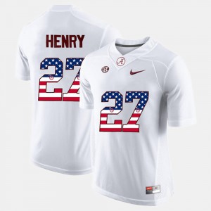 For Men's US Flag Fashion #27 White Derrick Henry Alabama Jersey 167677-928