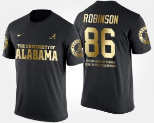 Short Sleeve With Message Mens Black A'Shawn Robinson Alabama T-Shirt #86 Gold Limited 930973-228