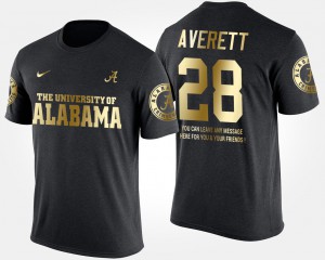 #28 Anthony Averett Alabama T-Shirt Black Short Sleeve With Message Men Gold Limited 444729-955