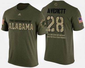 Military #28 For Men's Anthony Averett Alabama T-Shirt Camo Short Sleeve With Message 592625-746
