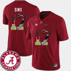 For Men's Cam Sims Alabama Jersey Football Pictorial Fashion Crimson #17 315729-226