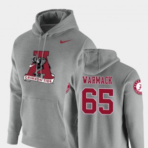 Heathered Gray Pullover For Men's Vault Logo Club #65 Chance Warmack Alabama Hoodie 694386-885