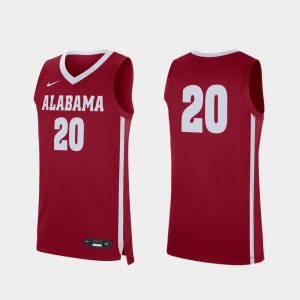 #20 Alabama Jersey For Men's Replica Crimson College Basketball 767981-834