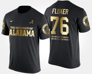 #76 Gold Limited D.J. Fluker Alabama T-Shirt Black Short Sleeve With Message Men 875047-626