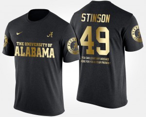 For Men Black Short Sleeve With Message Ed Stinson Alabama T-Shirt #49 Gold Limited 290381-801