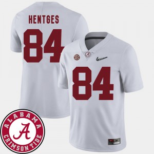 College Football 2018 SEC Patch #84 Men's White Hale Hentges Alabama Jersey 142918-288