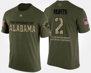 #2 Jalen Hurts Alabama T-Shirt Short Sleeve With Message For Men Military Camo 890461-361
