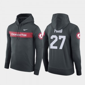 Sideline Seismic Football Performance Anthracite Men's #27 Jerome Ford Alabama Hoodie 369124-772