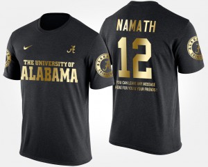 Men's Short Sleeve With Message Black Gold Limited #12 Joe Namath Alabama T-Shirt 921910-650