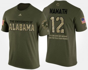 Camo For Men's Joe Namath Alabama T-Shirt Military #12 Short Sleeve With Message 264924-833