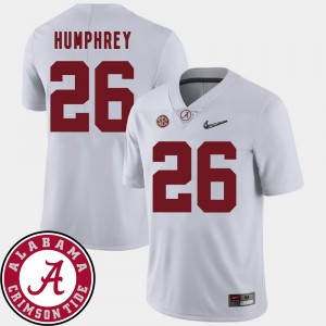 College Football White For Men's Marlon Humphrey Alabama Jersey #26 2018 SEC Patch 504558-923