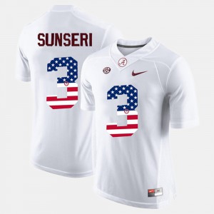 US Flag Fashion Mens White Vinnie Sunseri Alabama Jersey #3 503217-945