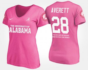 Pink #28 Anthony Averett Alabama T-Shirt Ladies With Message 423587-601
