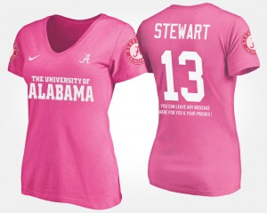 #13 Women ArDarius Stewart Alabama T-Shirt With Message Pink 449348-636