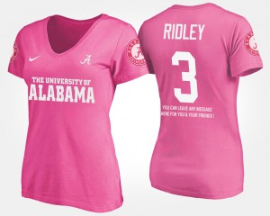 #3 Calvin Ridley Alabama T-Shirt Womens Pink With Message 564515-845