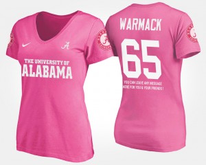 Ladies Chance Warmack Alabama T-Shirt #65 Pink With Message 767658-146