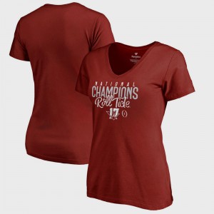 Alabama T-Shirt Ladies College Football Playoff 2017 National Champions V-Neck Lateral Bowl Game Crimson 807882-367