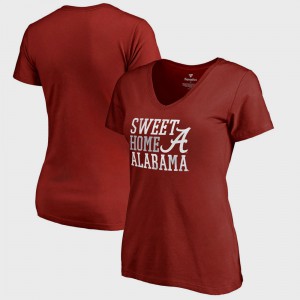 Women's Bowl Game Alabama T-Shirt Crimson Hometown Collection Sweet Home Alabama V-Neck 596202-330