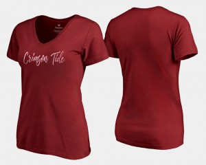Crimson Alabama T-Shirt Graceful For Women V-Neck 116477-730