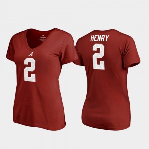 #2 Crimson College Legends For Women's V-Neck Derrick Henry Alabama T-Shirt 590939-955