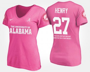 Derrick Henry Alabama T-Shirt #27 Pink With Message For Women's 814734-699