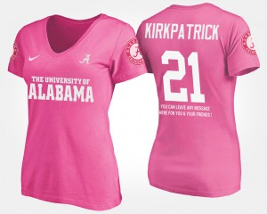 Pink #21 For Women's With Message Dre Kirkpatrick Alabama T-Shirt 343260-926