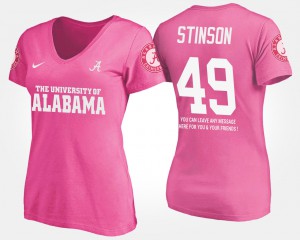 #49 Women Ed Stinson Alabama T-Shirt With Message Pink 903494-739