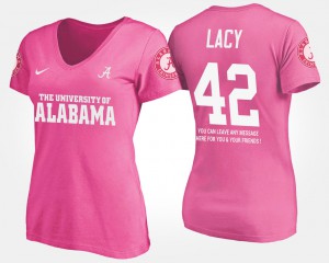 With Message #42 Ladies Pink Eddie Lacy Alabama T-Shirt 851521-445