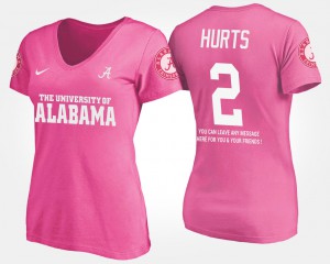 Women Pink With Message #2 Jalen Hurts Alabama T-Shirt 400093-294