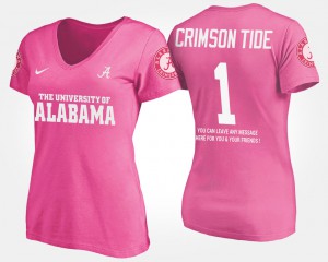Alabama T-Shirt Pink #1 Women No.1 Short Sleeve With Message 665596-138