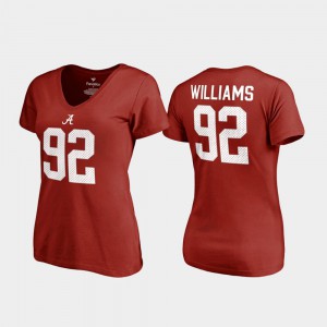 Crimson #92 V-Neck Name & Number College Legends Quinnen Williams Alabama T-Shirt Women 128187-529