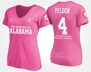 For Women's #4 T.J. Yeldon Alabama T-Shirt With Message Pink 668023-142