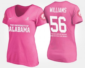 Tim Williams Alabama T-Shirt #56 Women's Pink With Message 907149-997